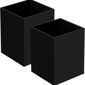 2 Pack Acrylic Pen Pencil Holder, Black Makeup Brush Holder Cup Storage Office Desktop Desk Table Stationery Organizer