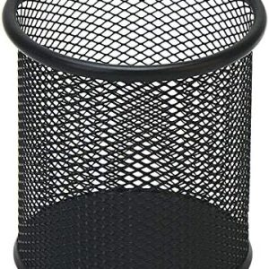 Black Pen Holder Cup for Desk, Black Wire Mesh Pencil Cup Holder for Desk Office Pen Organizer